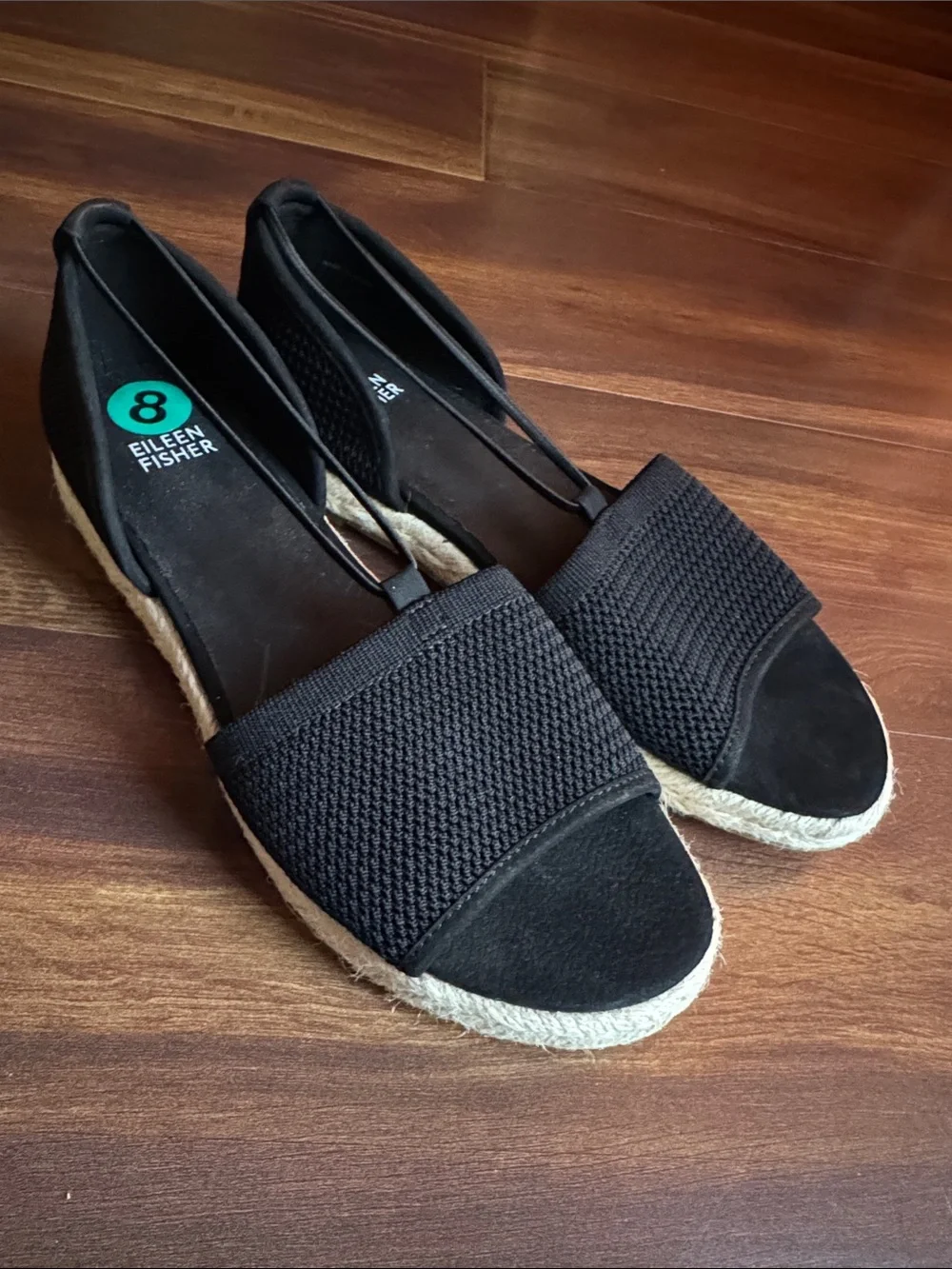 EILEEN FISHER Black Espadrilles Size 8
